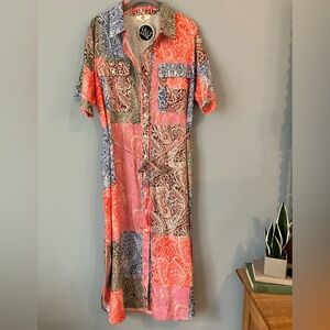NWT Entro Multicolor Paisley Patchwork Maxi Dress